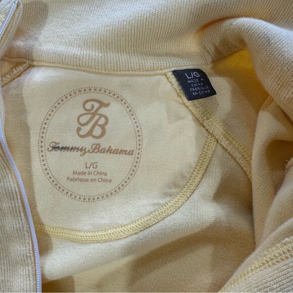 Tommy Bahama Nautical Yellow 1/2 Zip Pullover Sweater Cotton Stretch Coastal - Picture 10 of 11